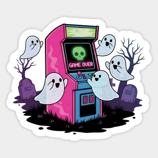 Game Over – Haunted Arcade Ghost Party Sticker